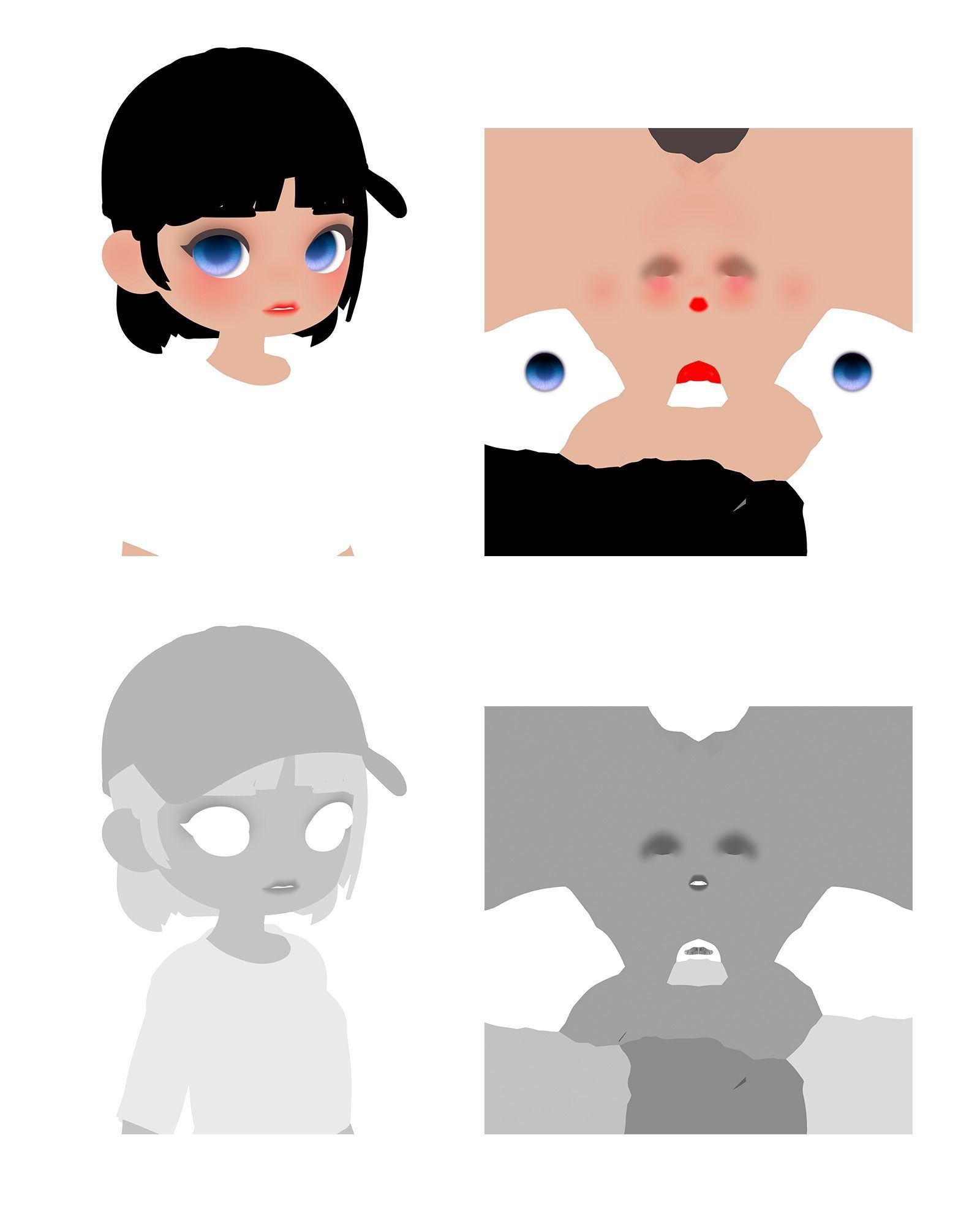 Ball cap Girl 3D model_4