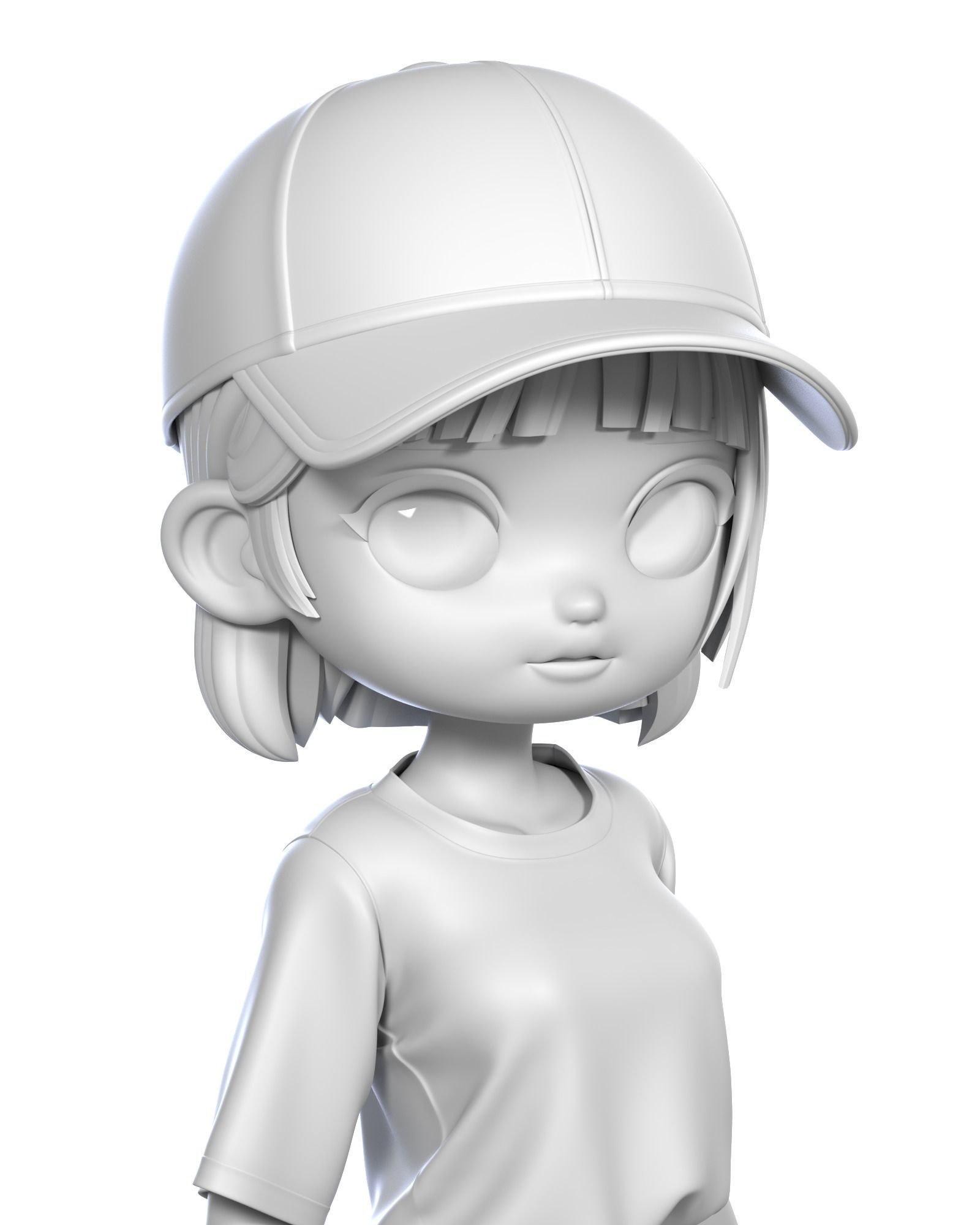 Ball cap Girl 3D model_1