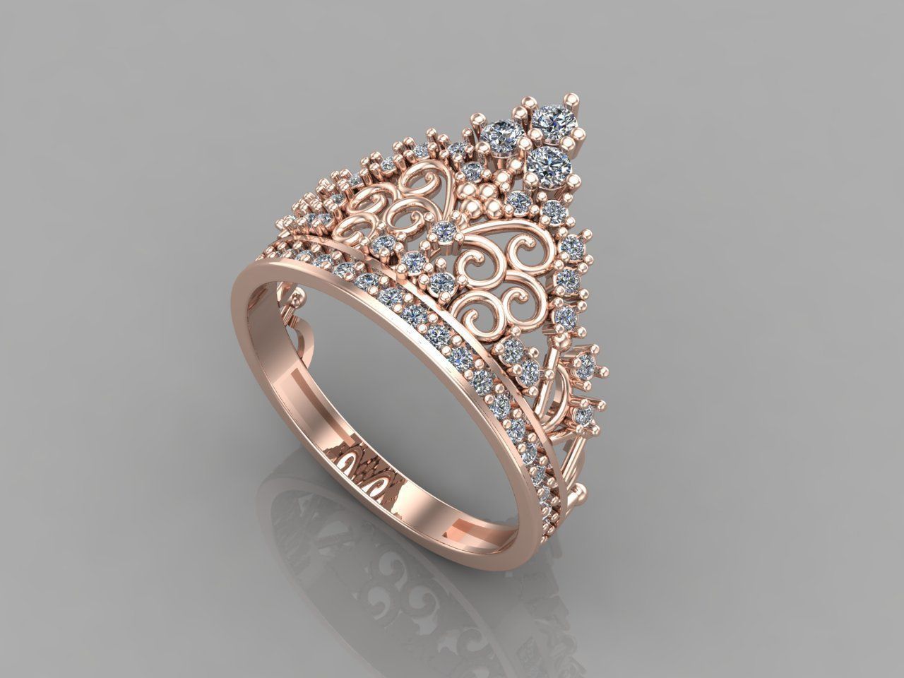 Crown Ring Womens Rings For Women STL 3DM 3D print model_1