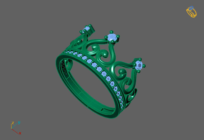Crown Ring Womens Rings For Women STL 3DM 3D print model_2