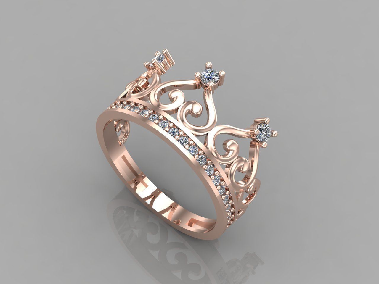Crown Ring Womens Rings For Women STL 3DM 3D print model_1