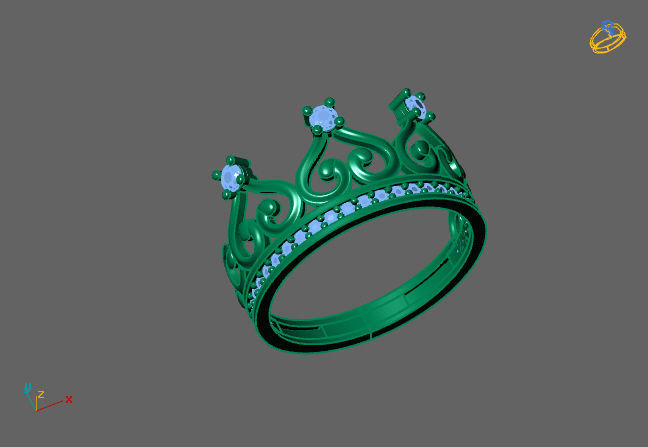 Crown Ring Womens Rings For Women STL 3DM 3D print model_3
