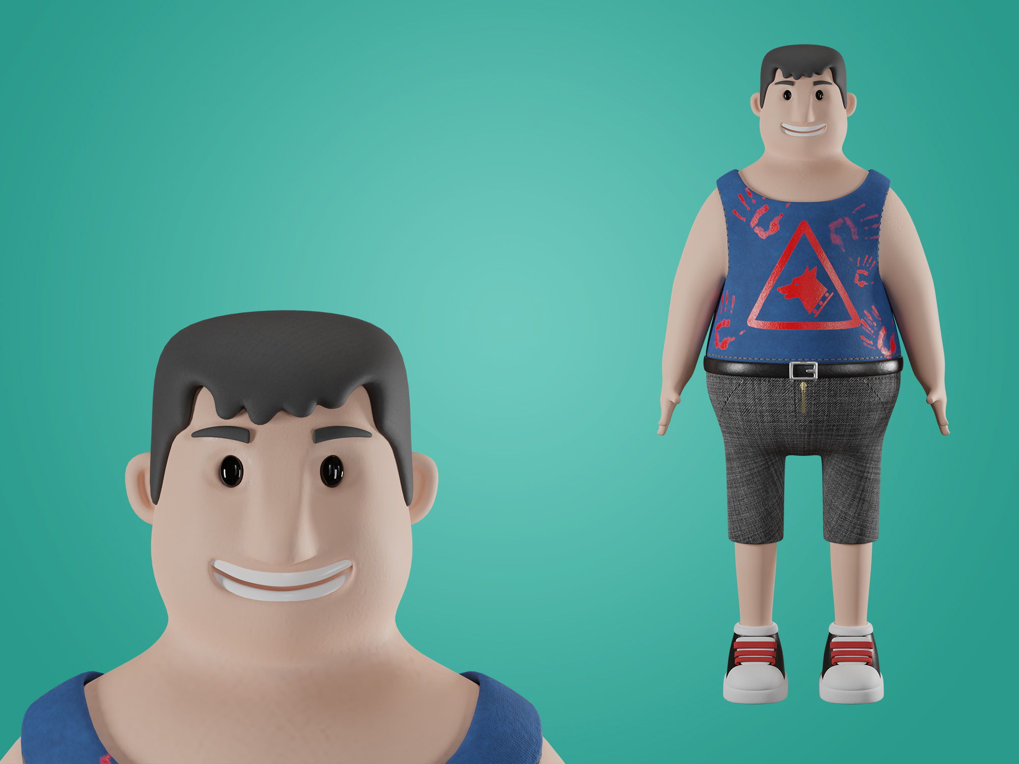 Male Character 3D Cartoon style Free 3D model_10