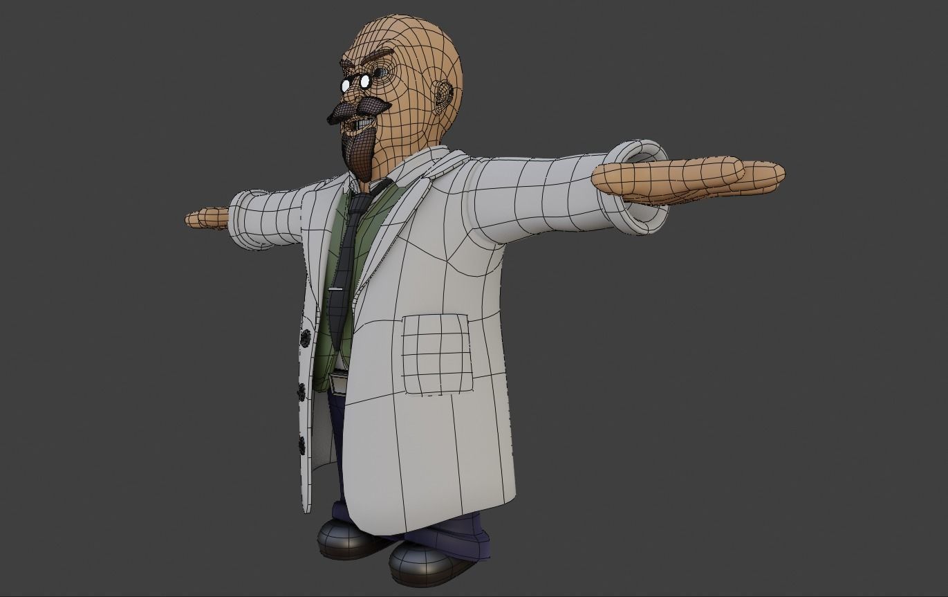 Cartoon Scientist Not Rigged 3D model_6