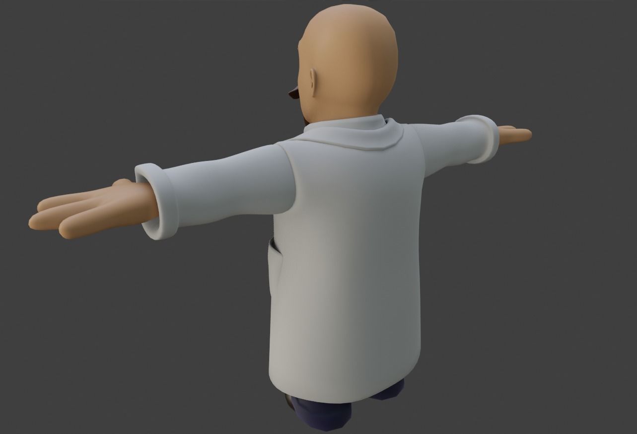 Cartoon Scientist Not Rigged 3D model_3