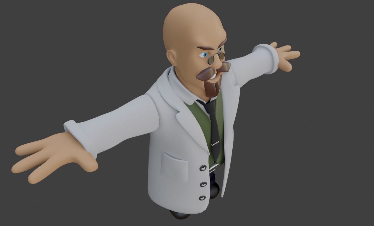 Cartoon Scientist Not Rigged 3D model_2