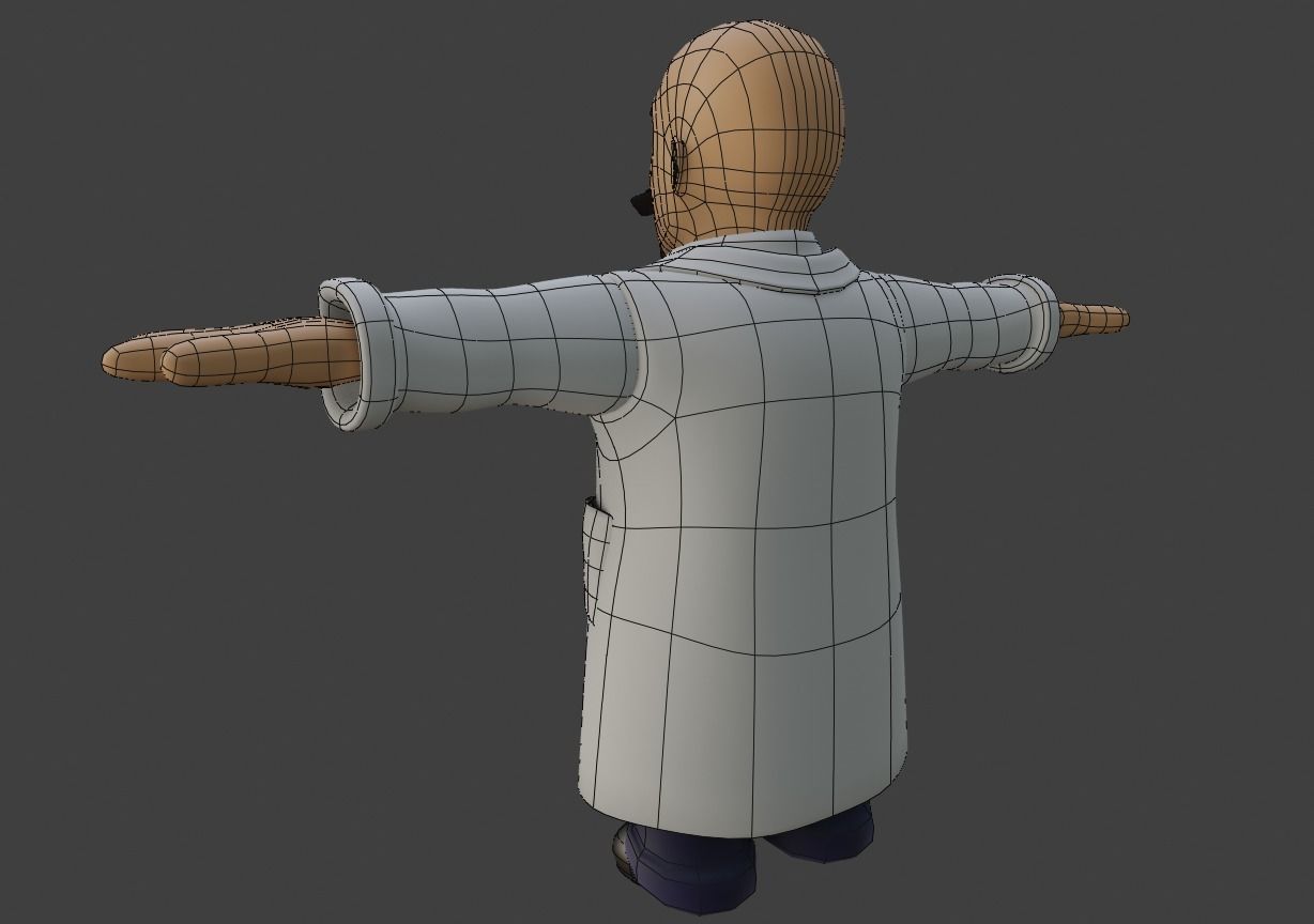 Cartoon Scientist Not Rigged 3D model_8