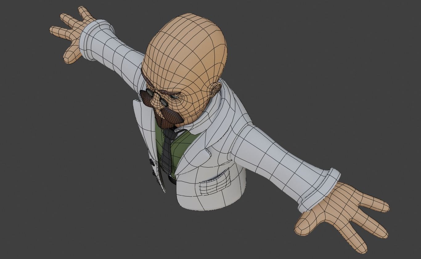 Cartoon Scientist Not Rigged 3D model_7