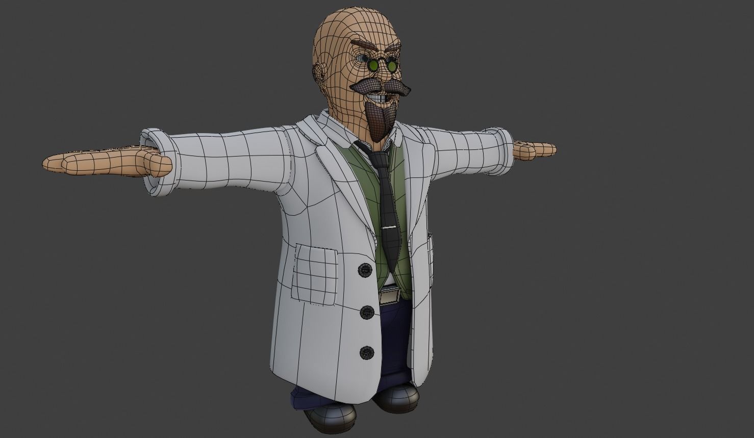 Cartoon Scientist Not Rigged 3D model_5
