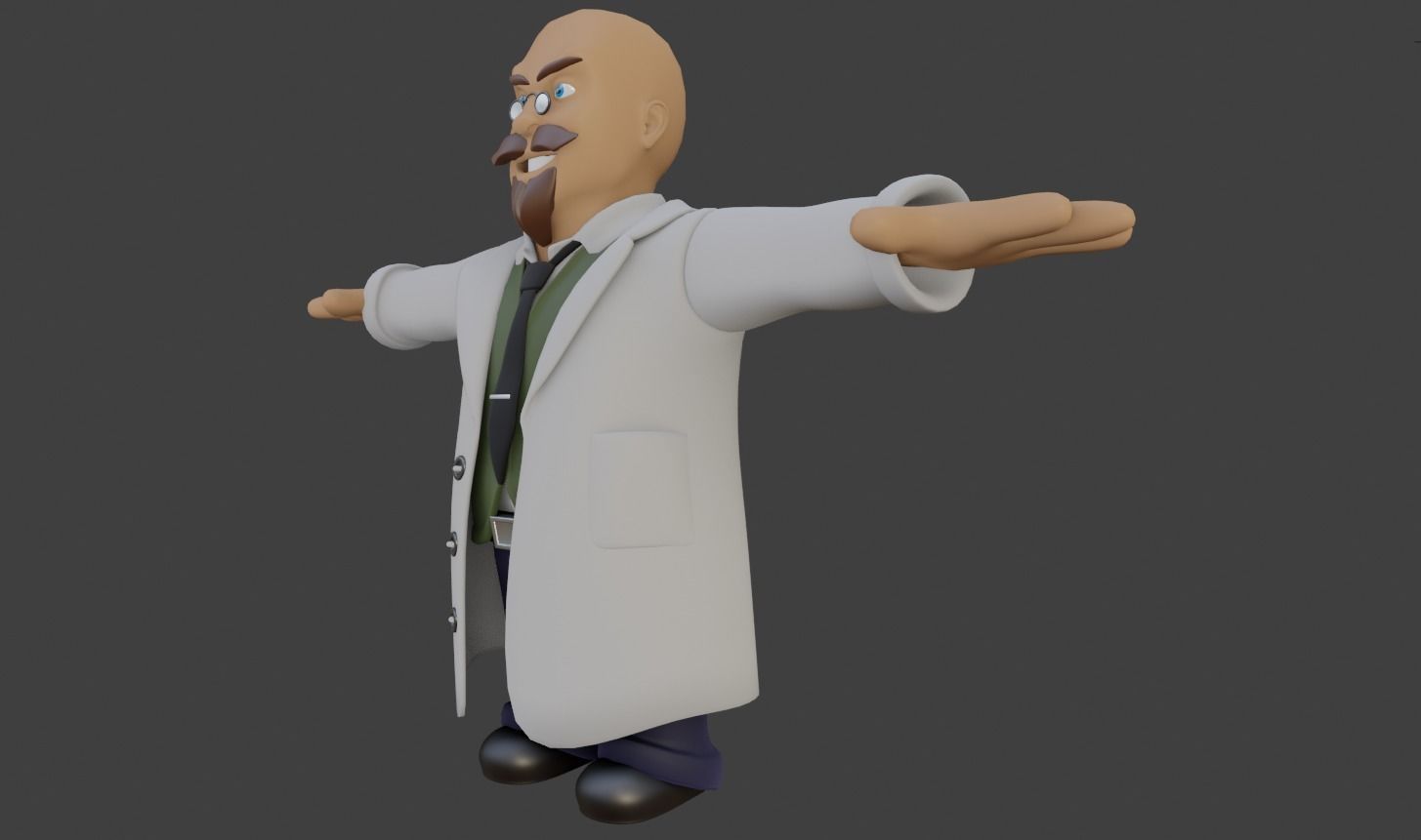 Cartoon Scientist Not Rigged 3D model_1