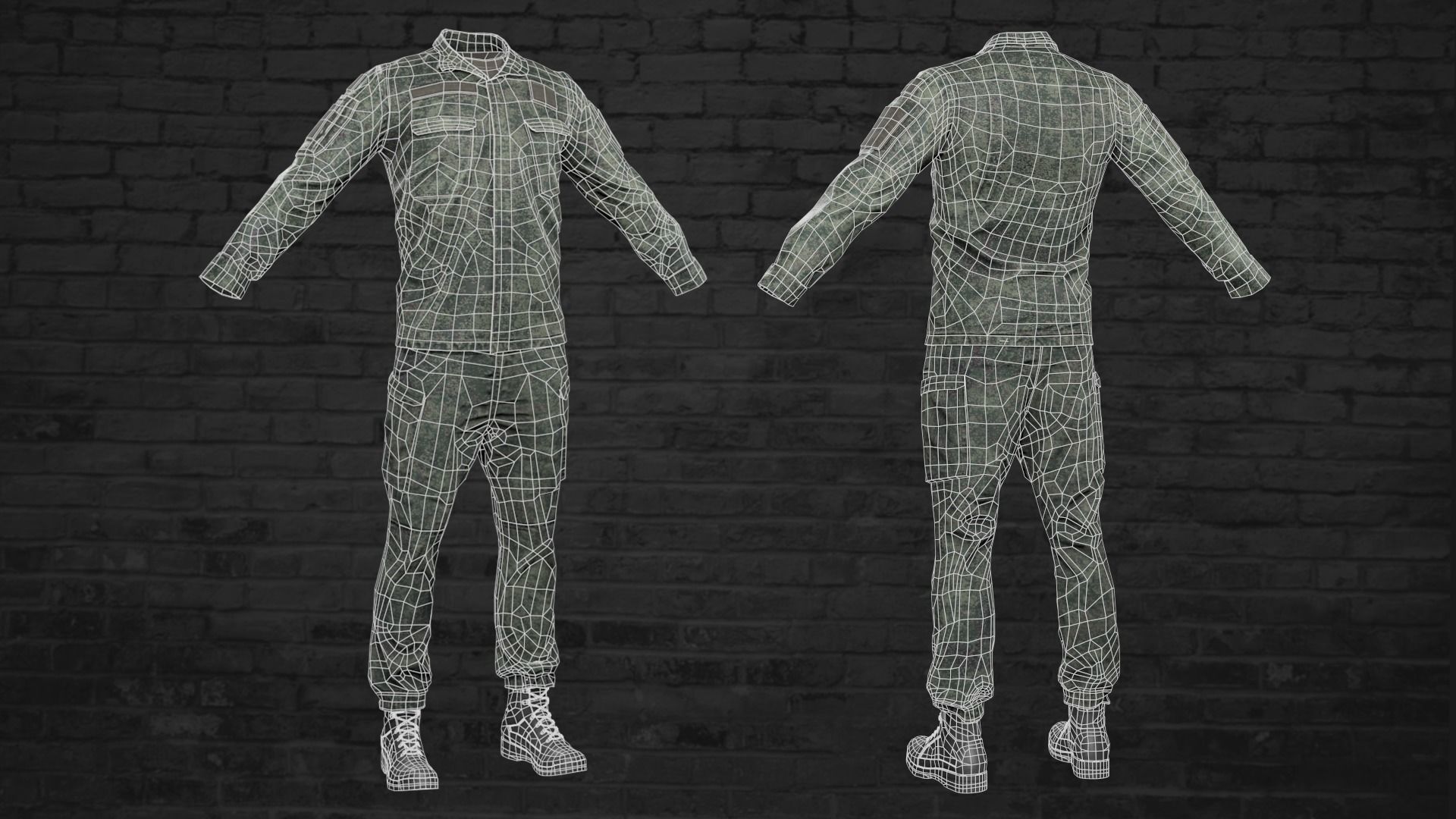 MILITARY Game Ready Uniform Low-poly 3D model_6