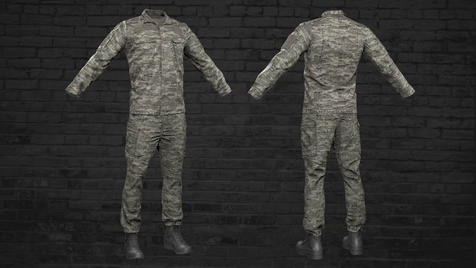 MILITARY Game Ready Uniform Low-poly 3D model_4
