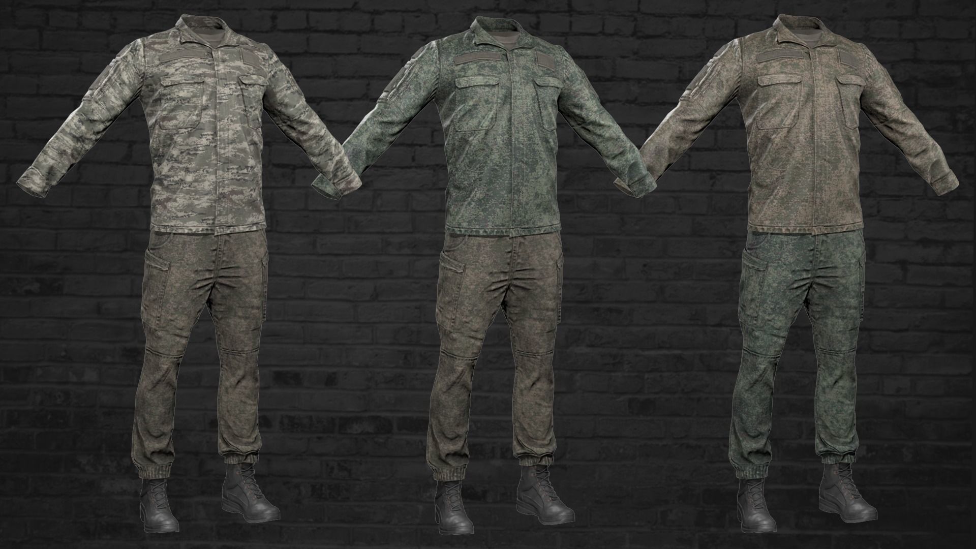 MILITARY Game Ready Uniform Low-poly 3D model_1