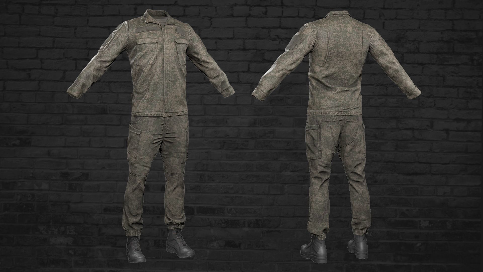 MILITARY Game Ready Uniform Low-poly 3D model_3