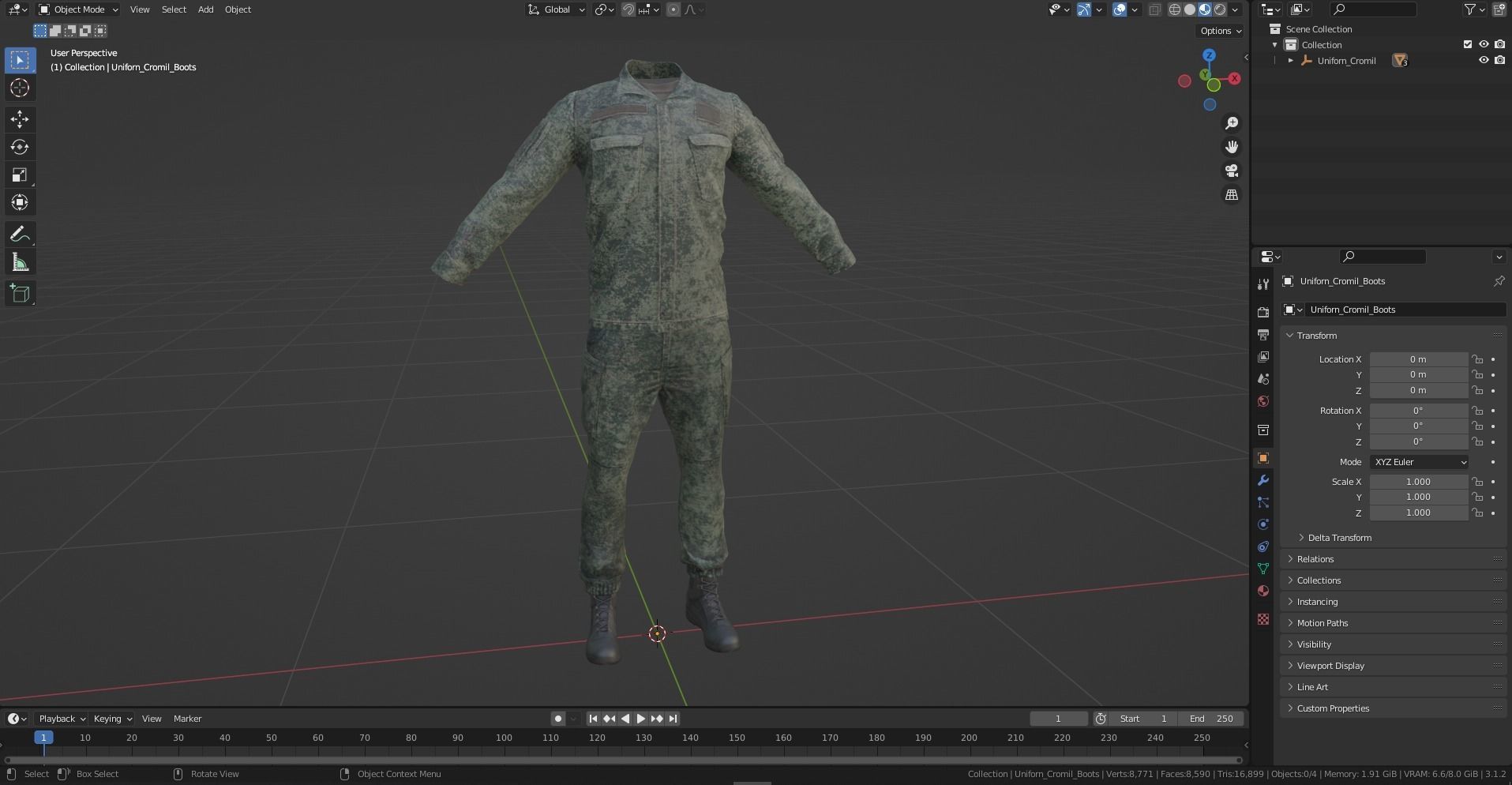 MILITARY Game Ready Uniform Low-poly 3D model_9