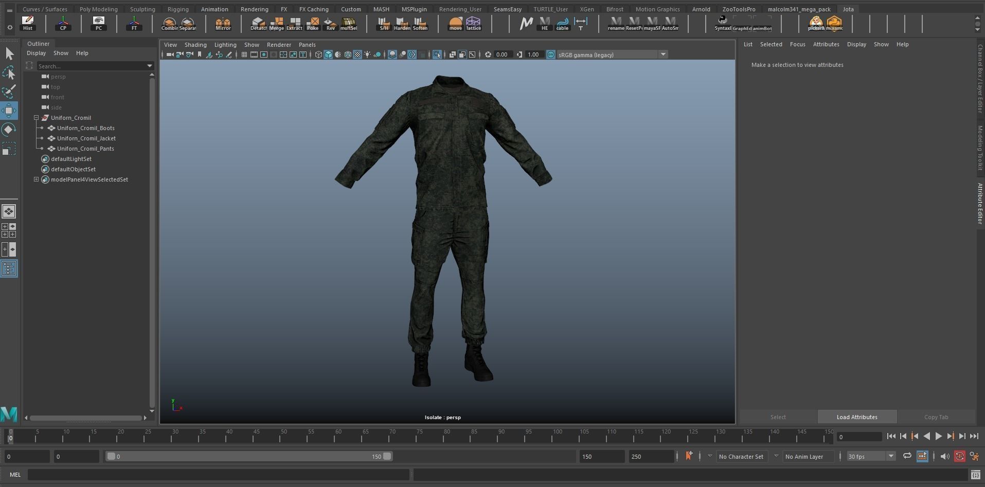 MILITARY Game Ready Uniform Low-poly 3D model_10