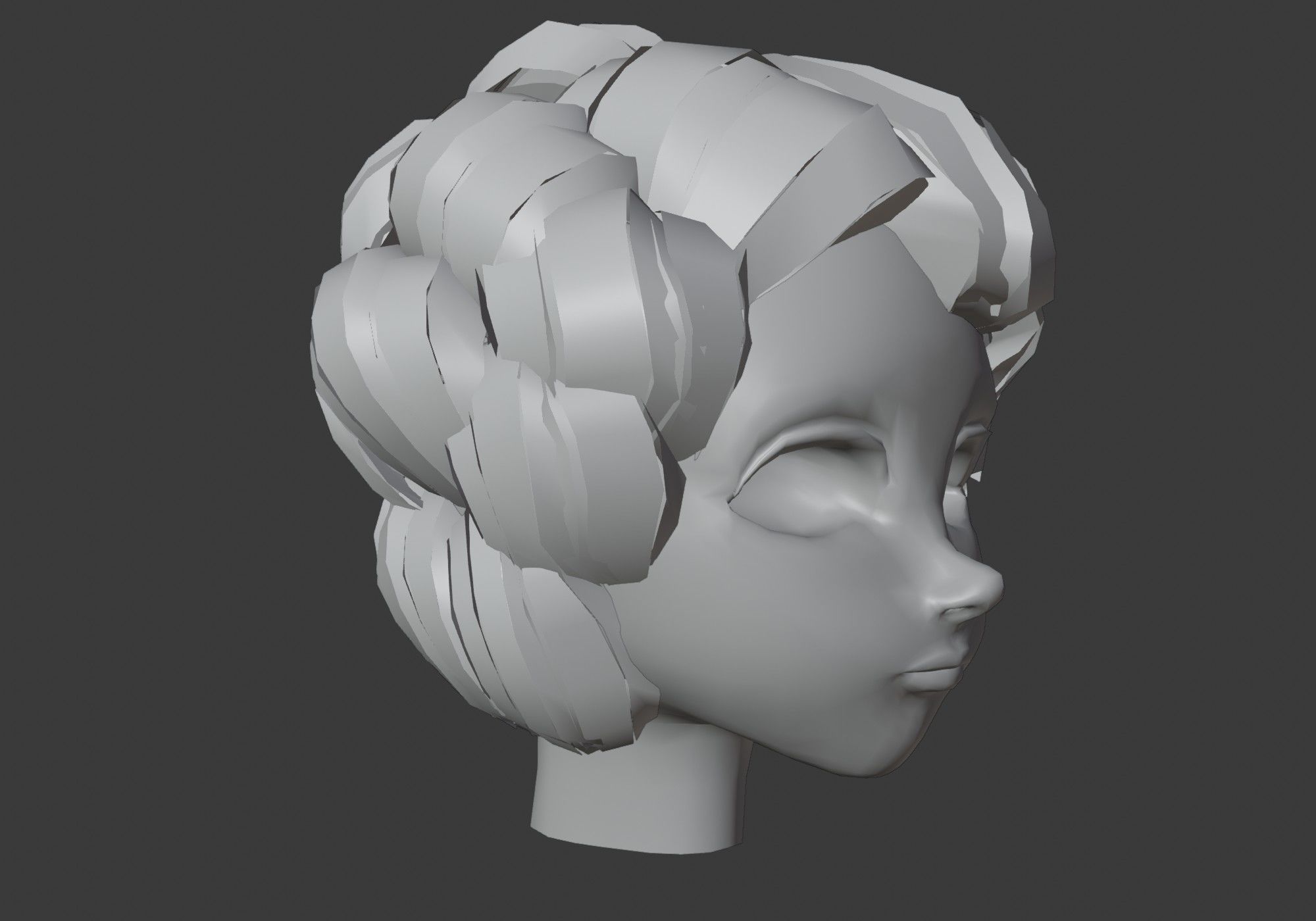 gray short curly hair Low-poly 3D model_9
