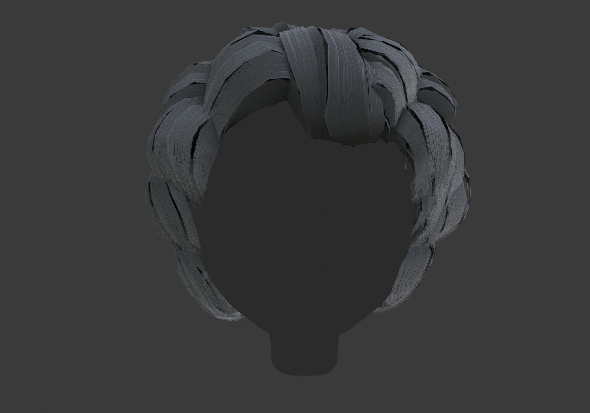 gray short curly hair Low-poly 3D model_4