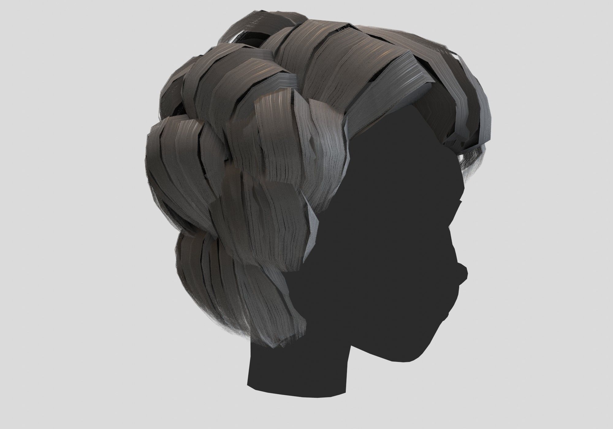 gray short curly hair Low-poly 3D model_2