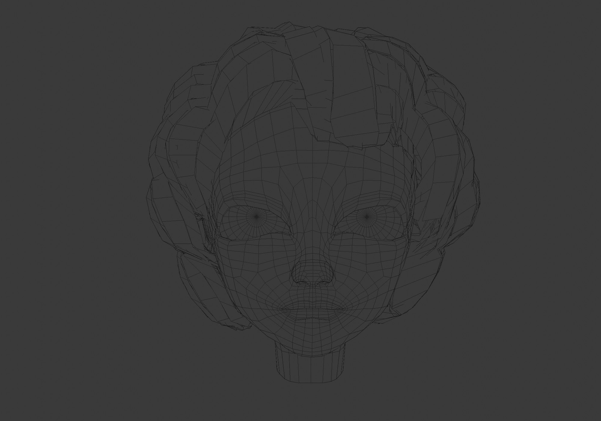 gray short curly hair Low-poly 3D model_12