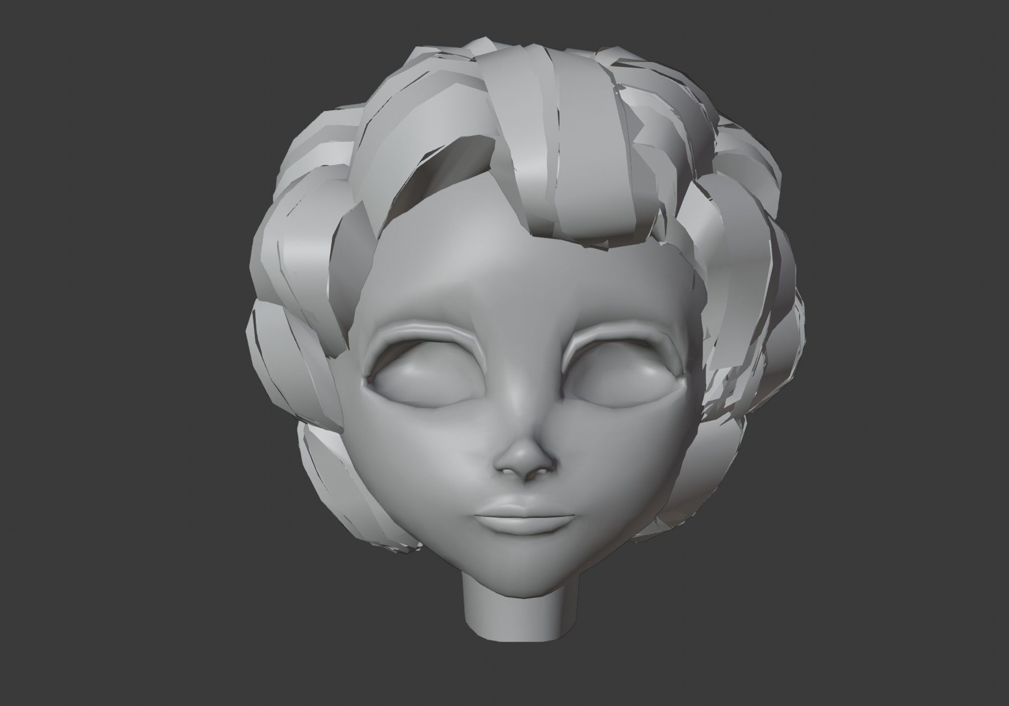 gray short curly hair Low-poly 3D model_8