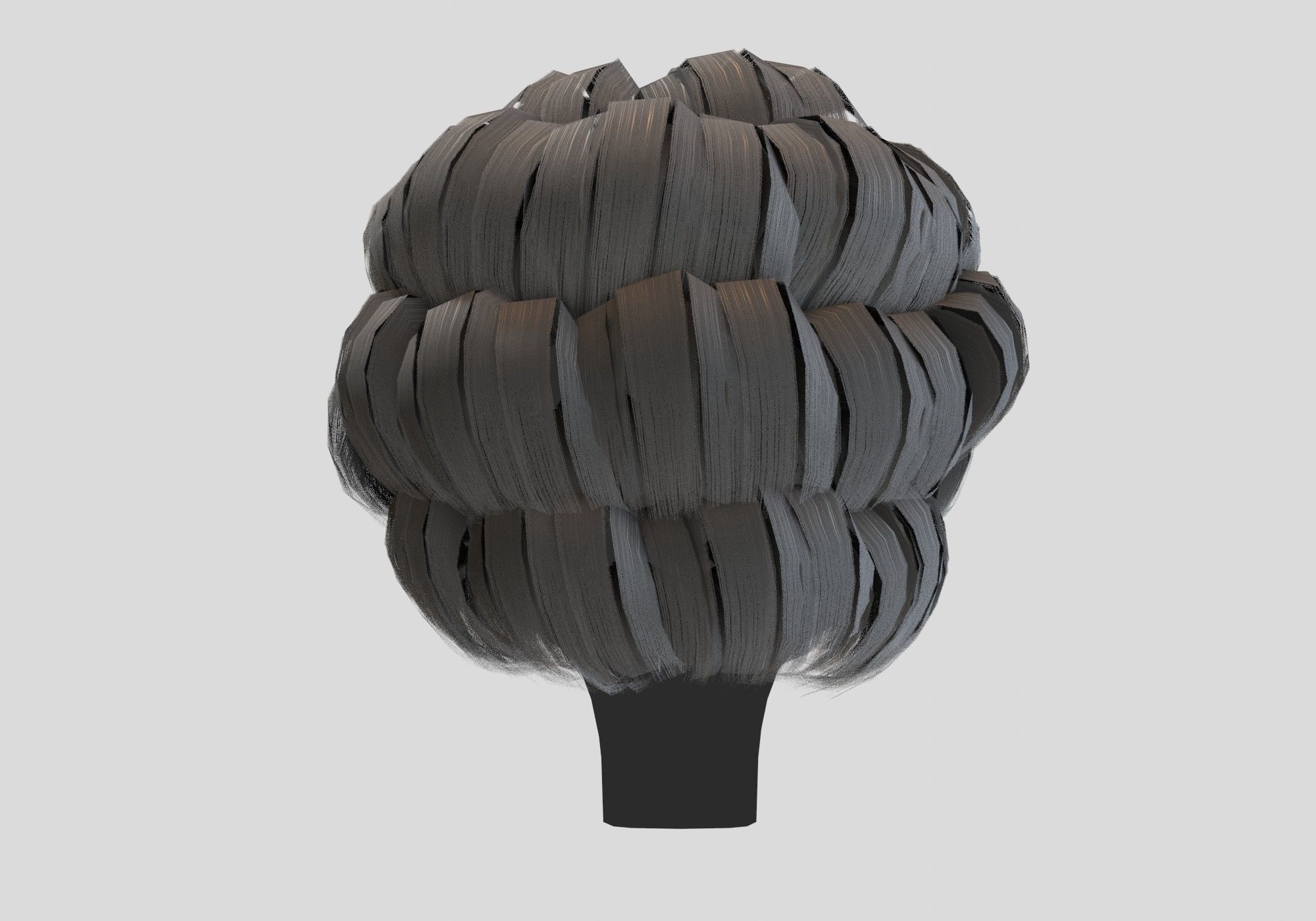gray short curly hair Low-poly 3D model_3