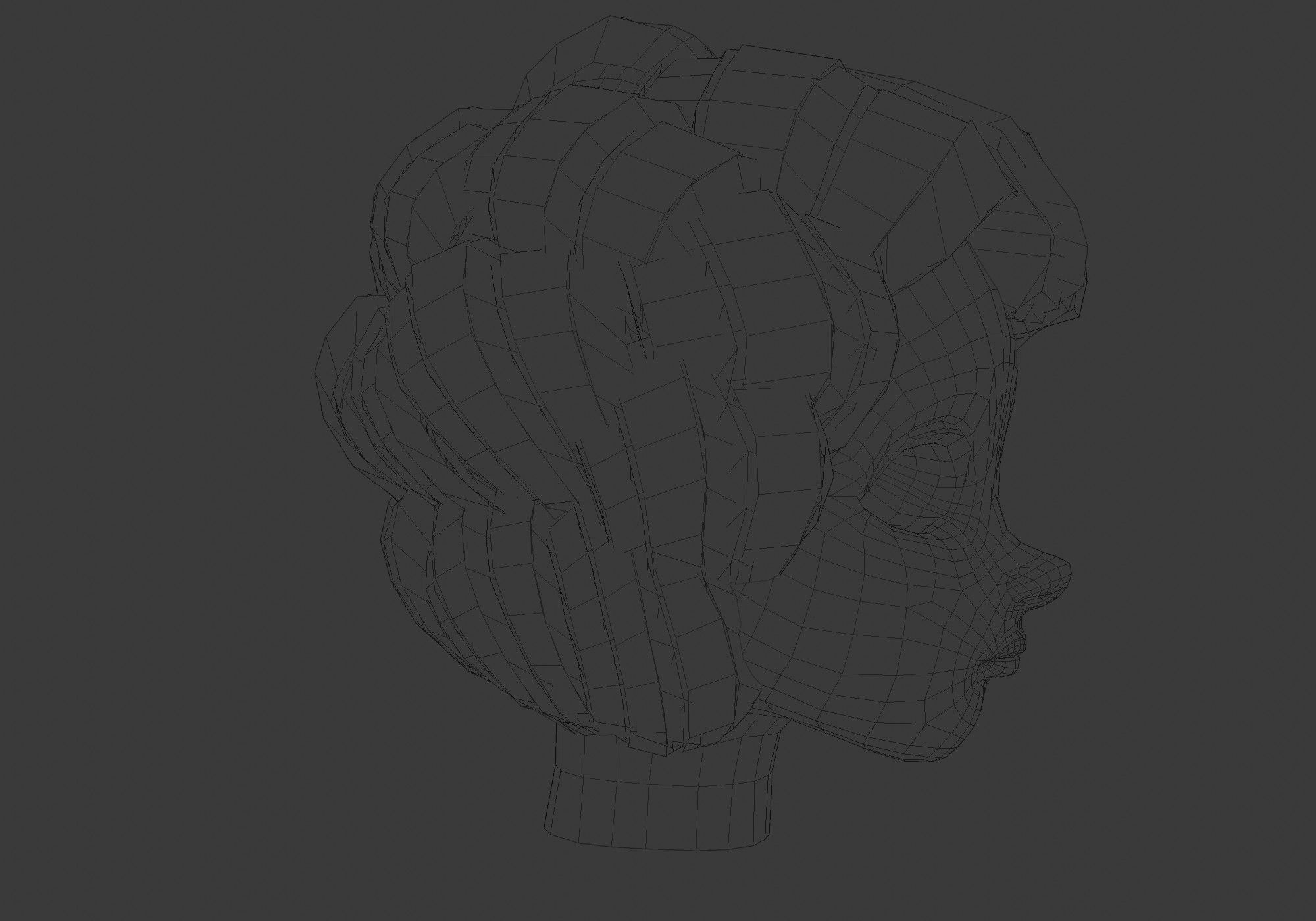 gray short curly hair Low-poly 3D model_15