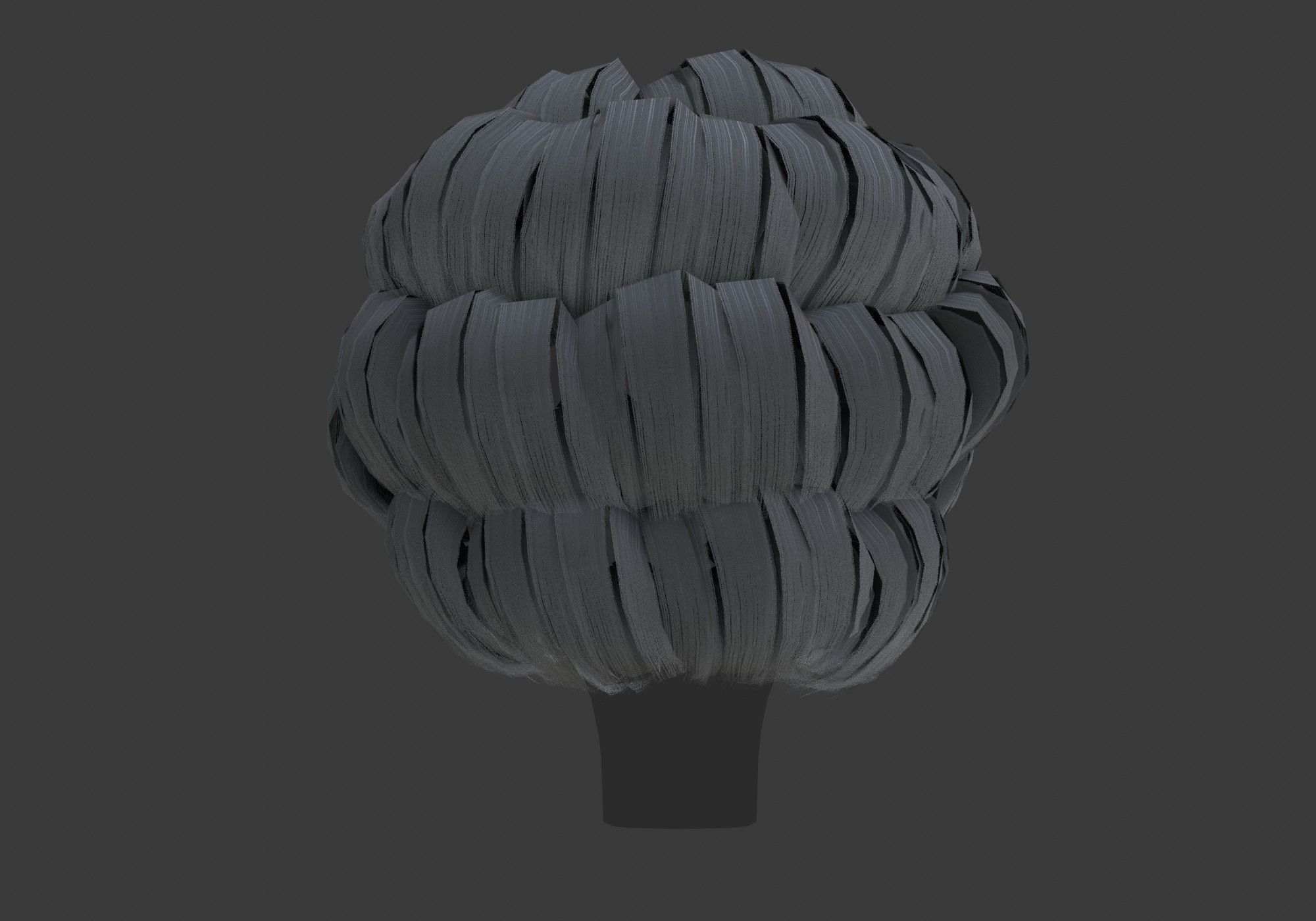 gray short curly hair Low-poly 3D model_7