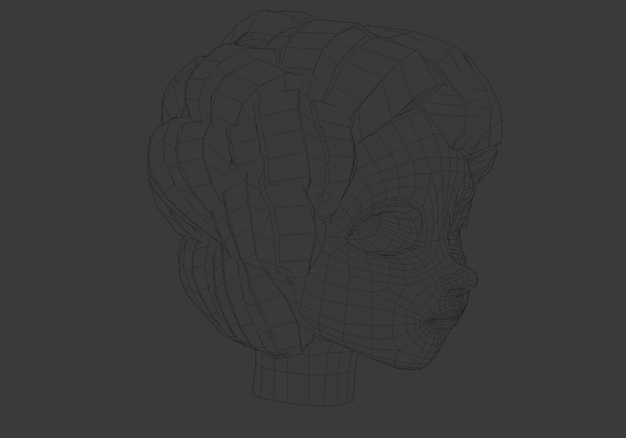 gray short curly hair Low-poly 3D model_14