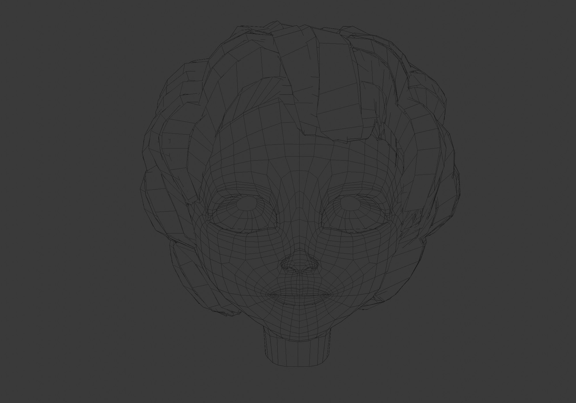 gray short curly hair Low-poly 3D model_13