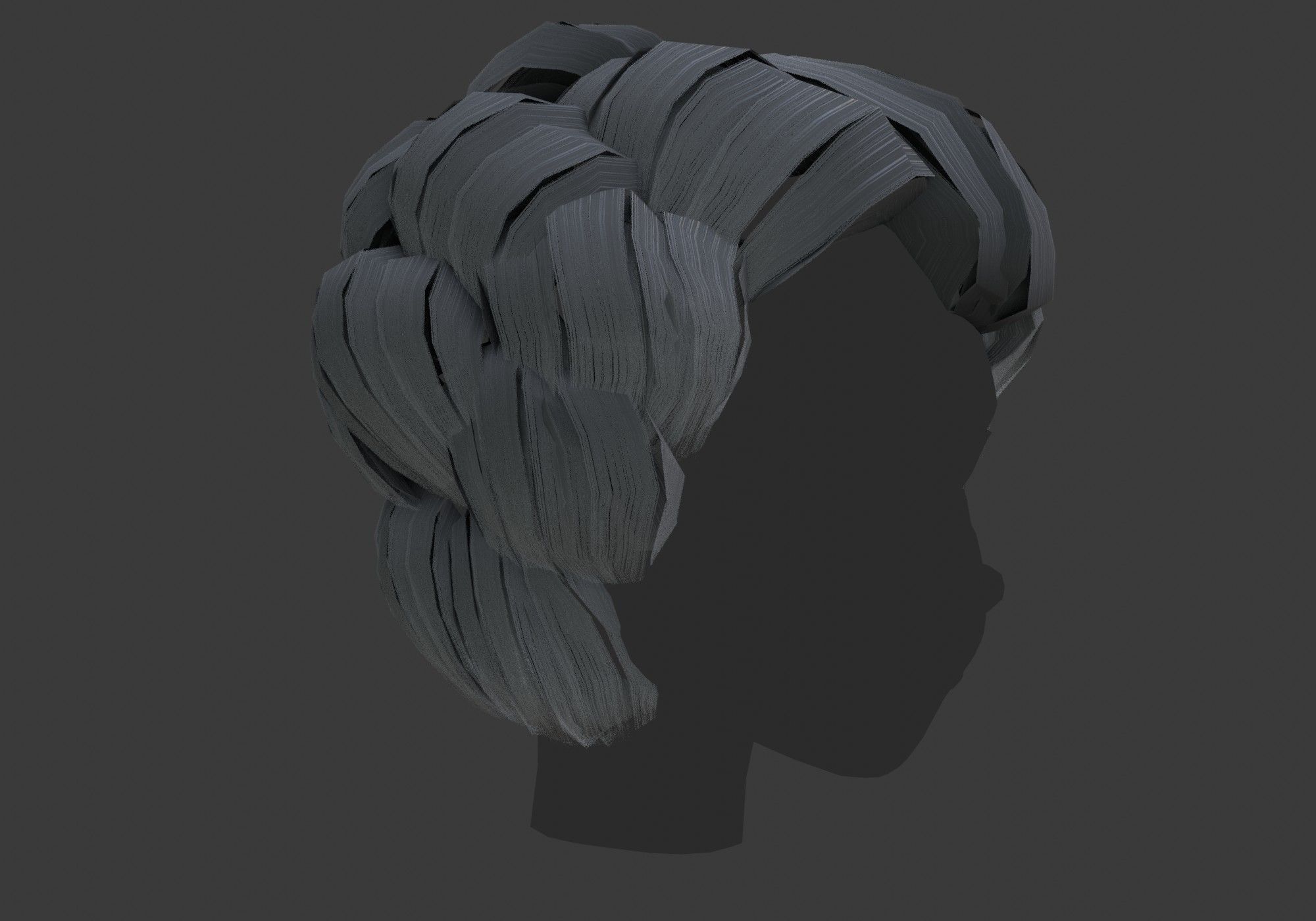 gray short curly hair Low-poly 3D model_5