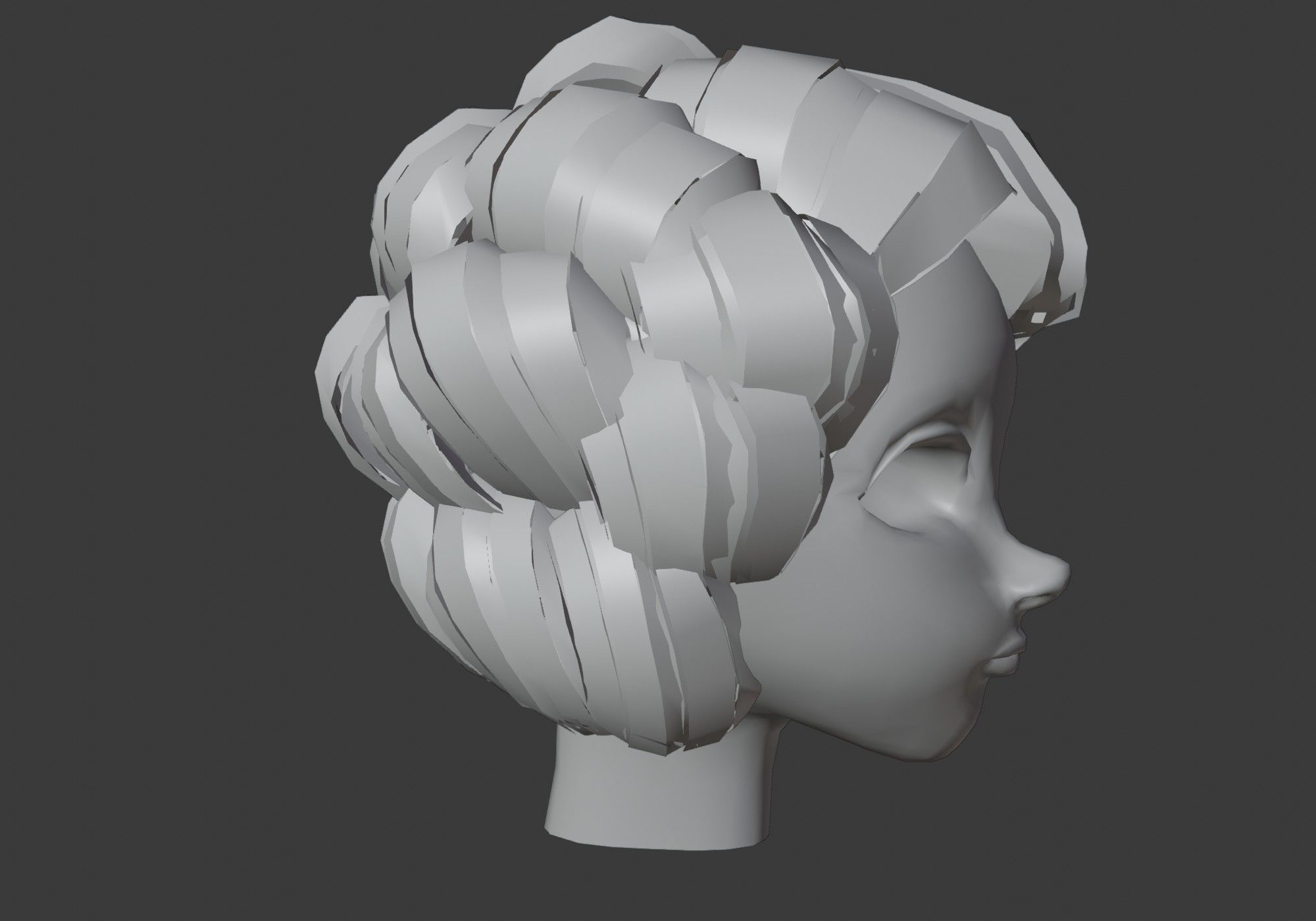 gray short curly hair Low-poly 3D model_10