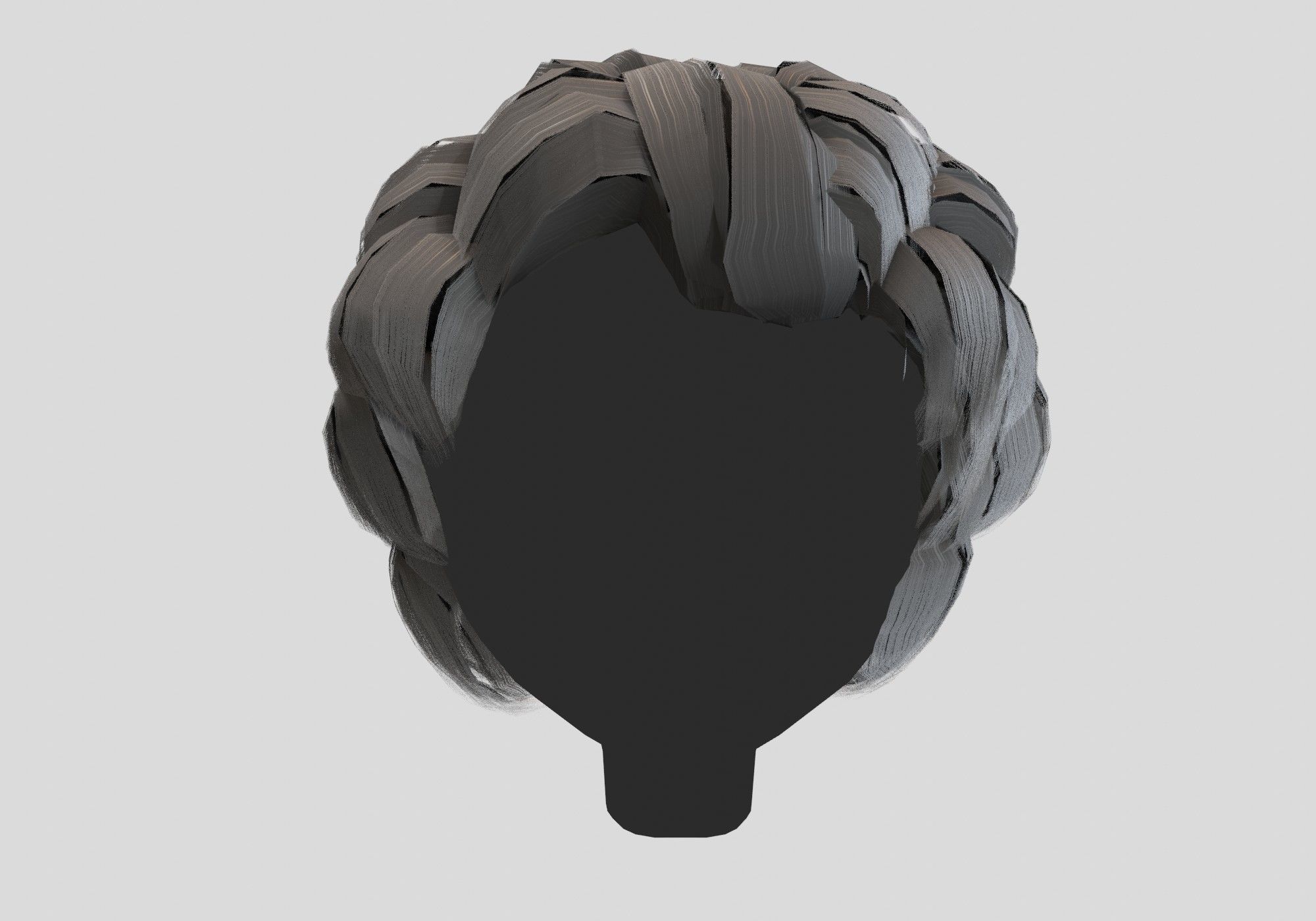 gray short curly hair Low-poly 3D model_1