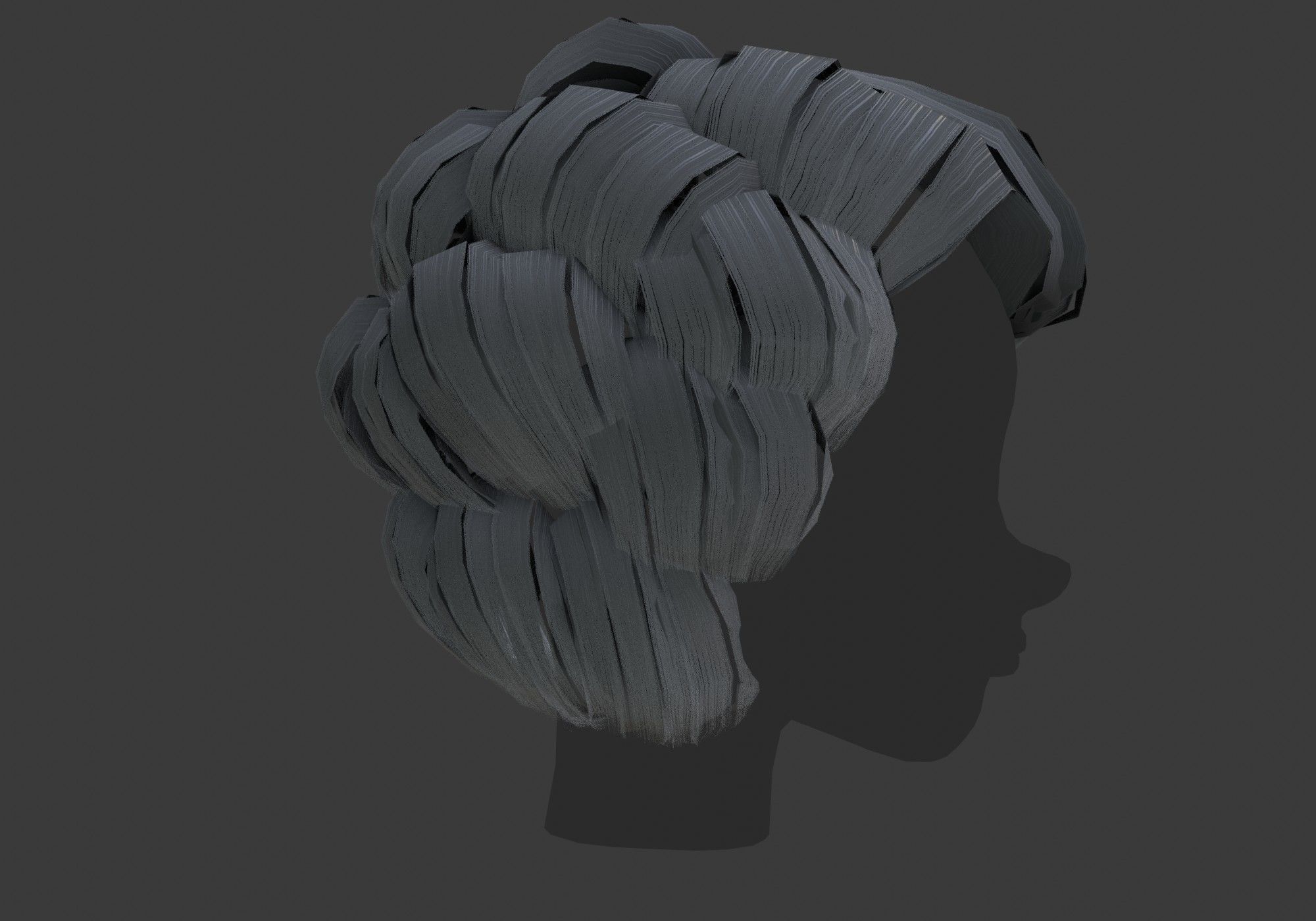 gray short curly hair Low-poly 3D model_6