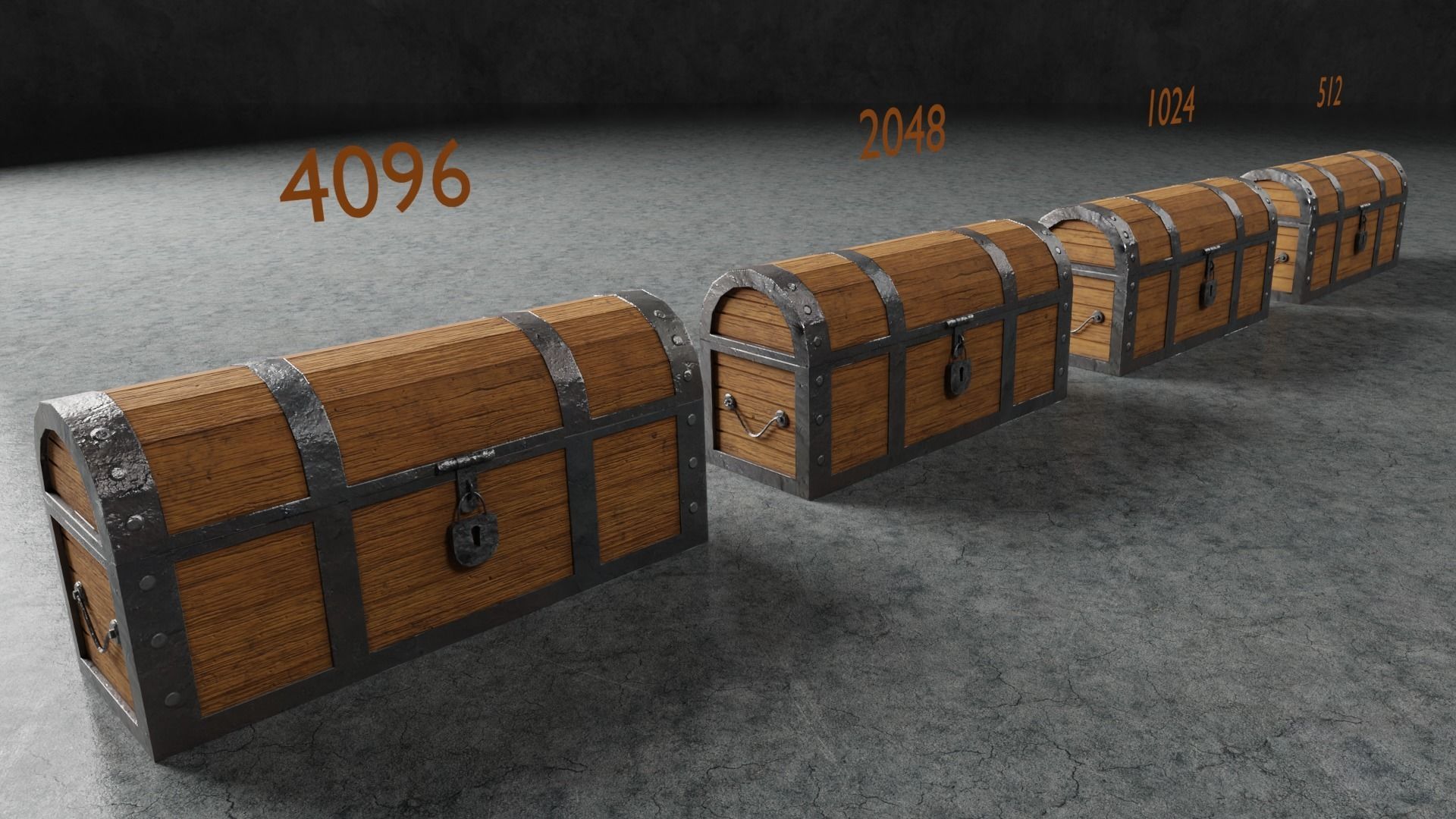 Medieval Chest Game Ready Low-poly 3D model_1