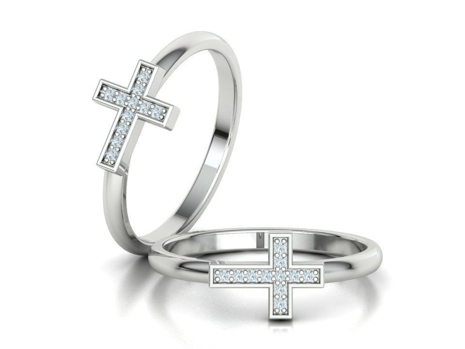 Diamond Cross Rings Two Types 3Dprint model Collection  _23