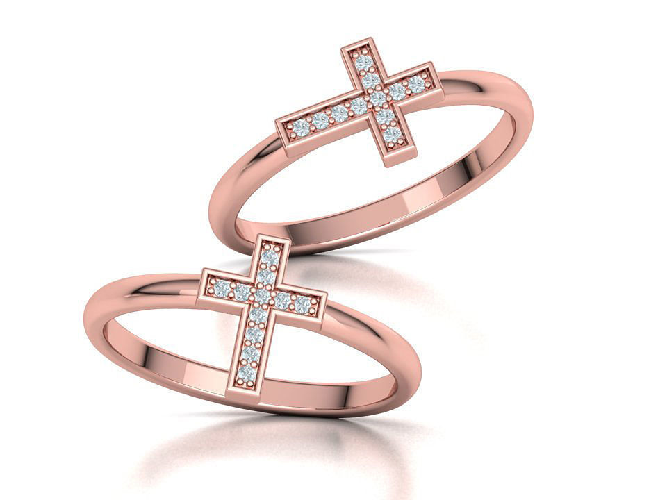 Diamond Cross Rings Two Types 3Dprint model Collection  _2