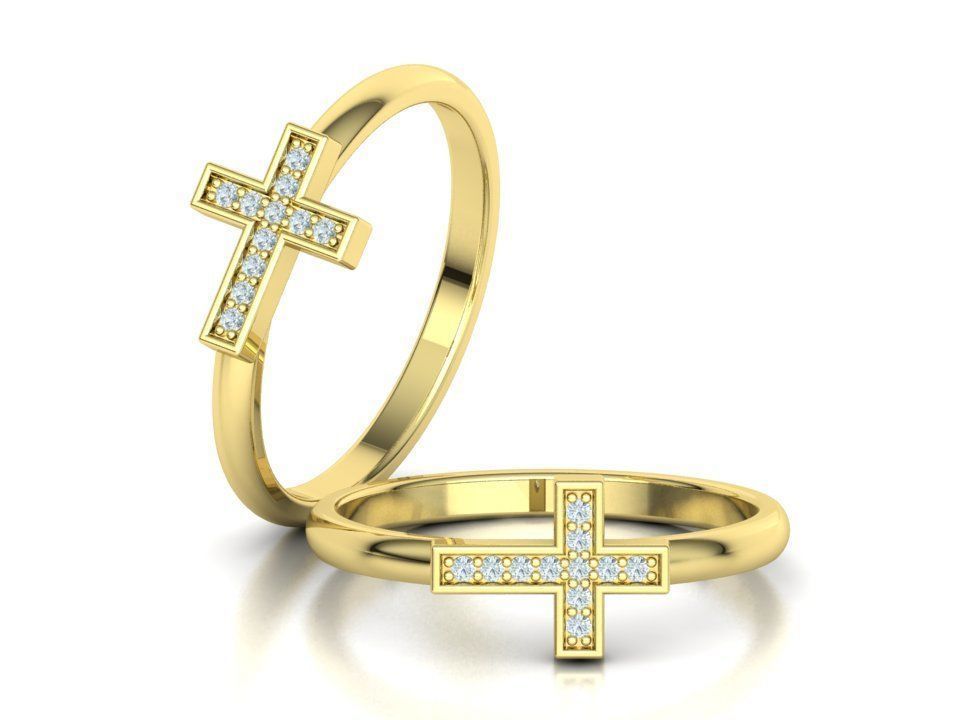 Diamond Cross Rings Two Types 3Dprint model Collection  _22