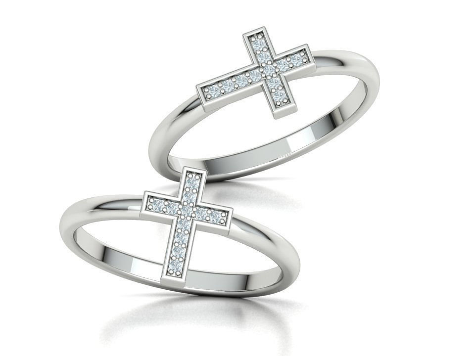 Diamond Cross Rings Two Types 3Dprint model Collection  _4
