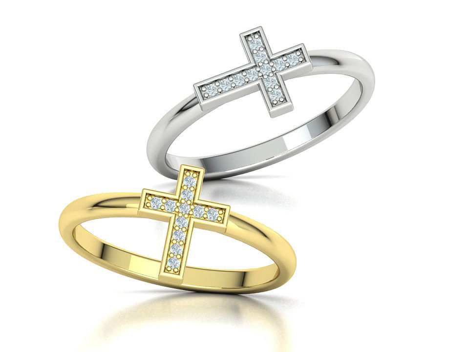 Diamond Cross Rings Two Types 3Dprint model Collection  _5