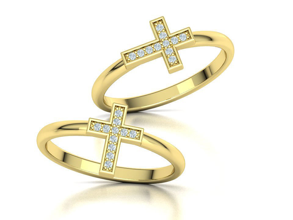 Diamond Cross Rings Two Types 3Dprint model Collection  _3