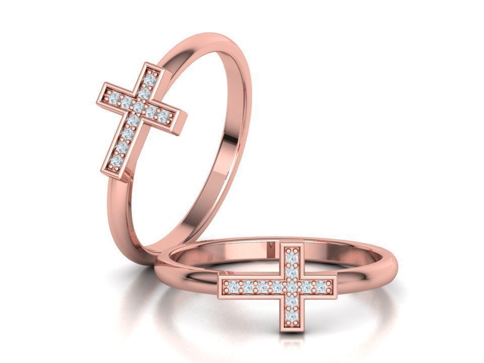 Diamond Cross Rings Two Types 3Dprint model Collection  _21