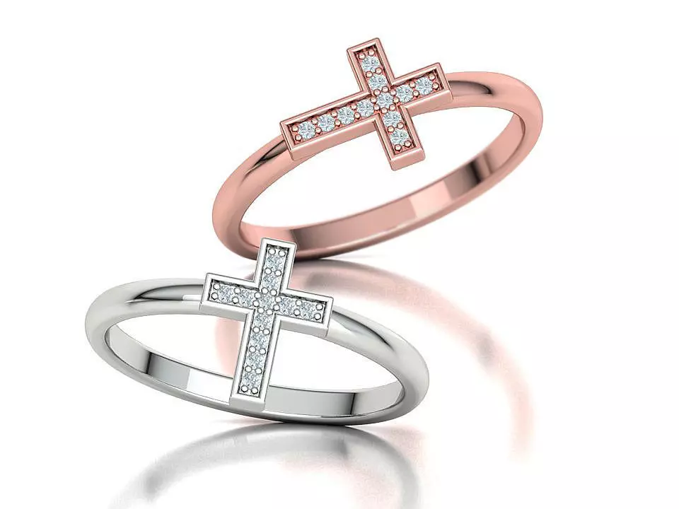 Diamond Cross Rings Two Types 3Dprint model Collection  _0