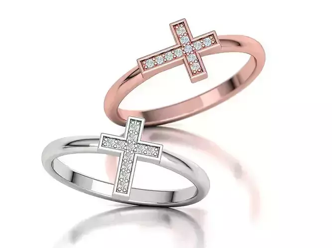 Diamond Cross Rings Two Types 3Dprint model Collection  