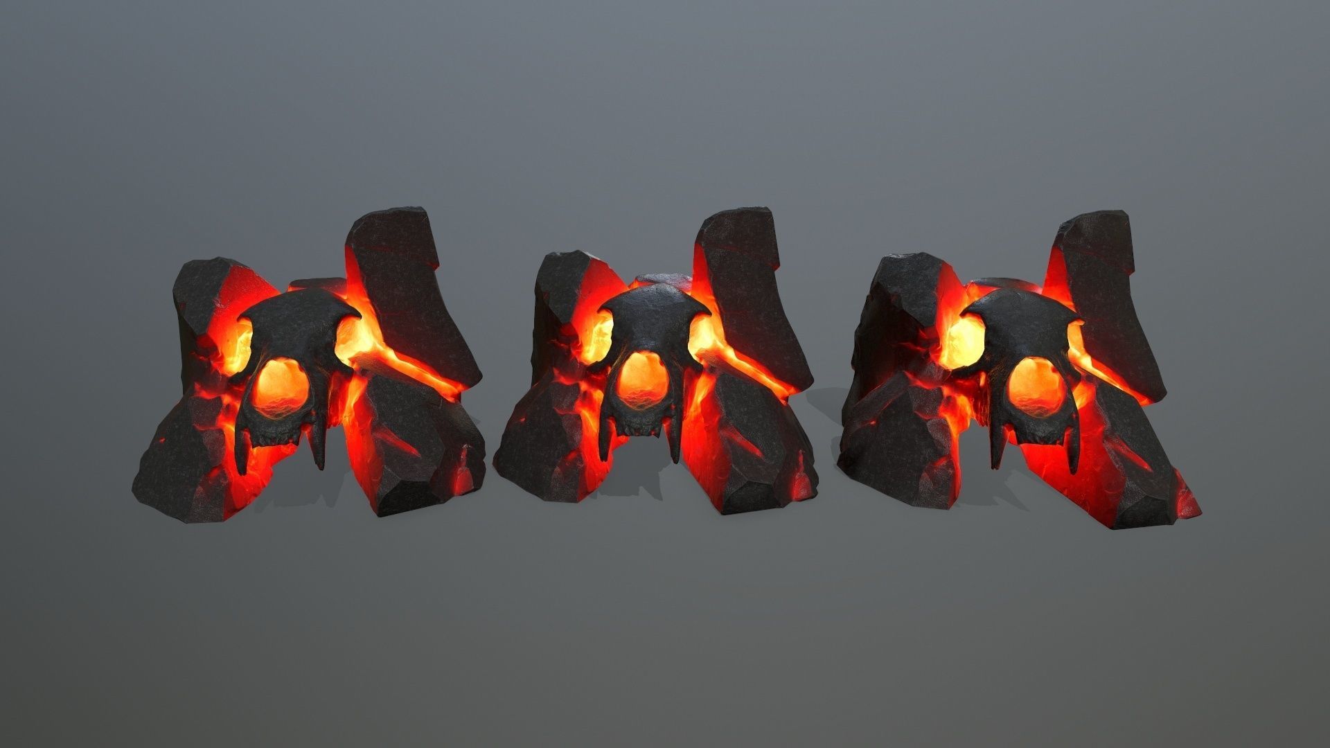lava skull gate Low-poly 3D model_13