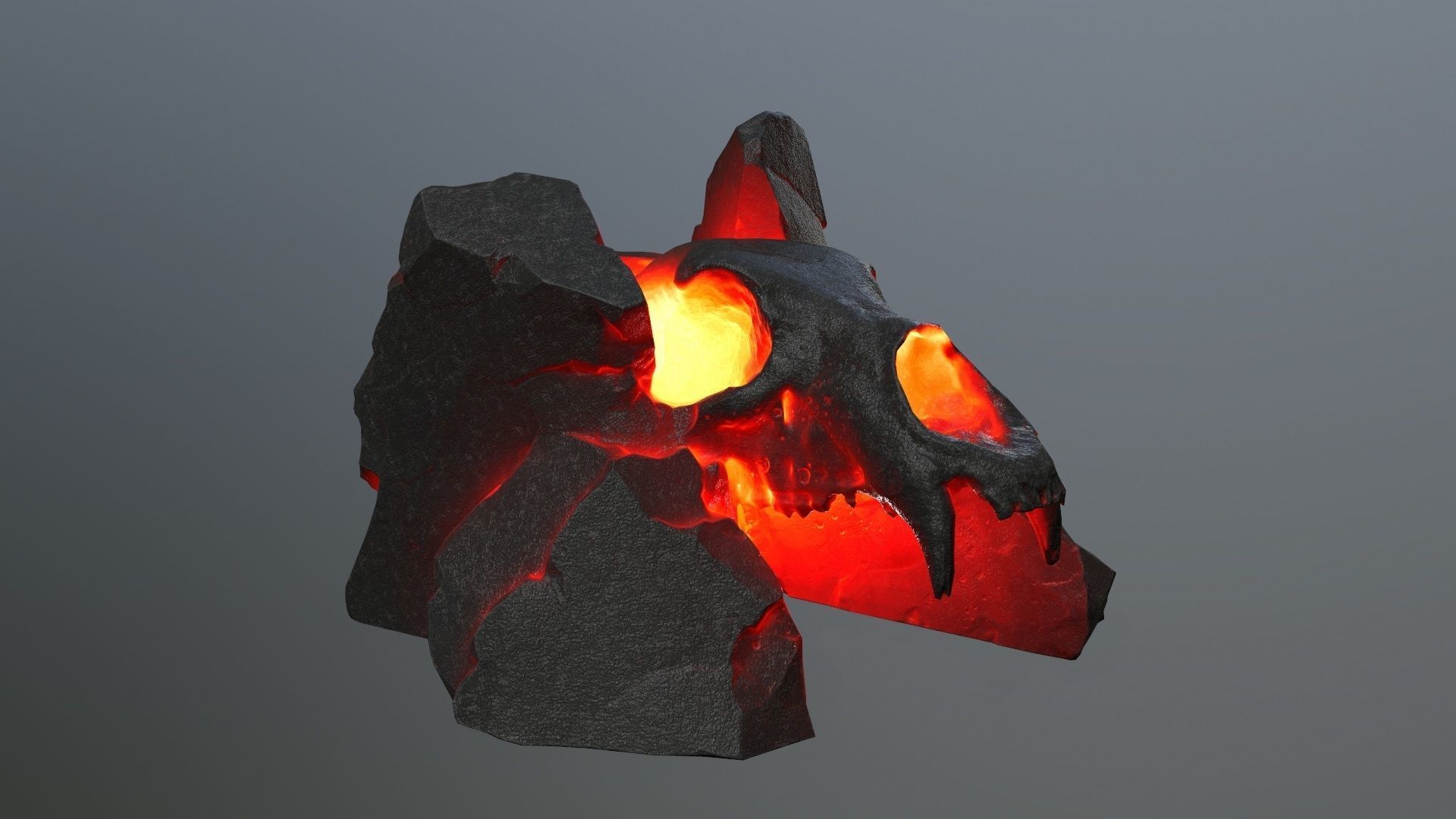 lava skull gate Low-poly 3D model_4