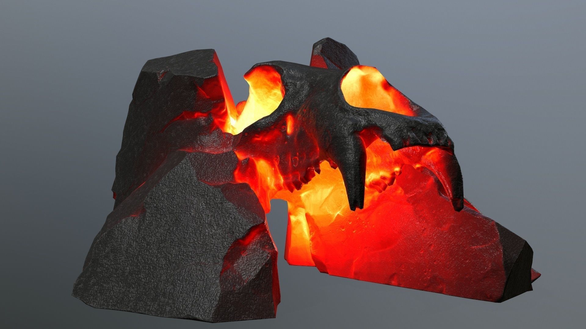lava skull gate Low-poly 3D model_1