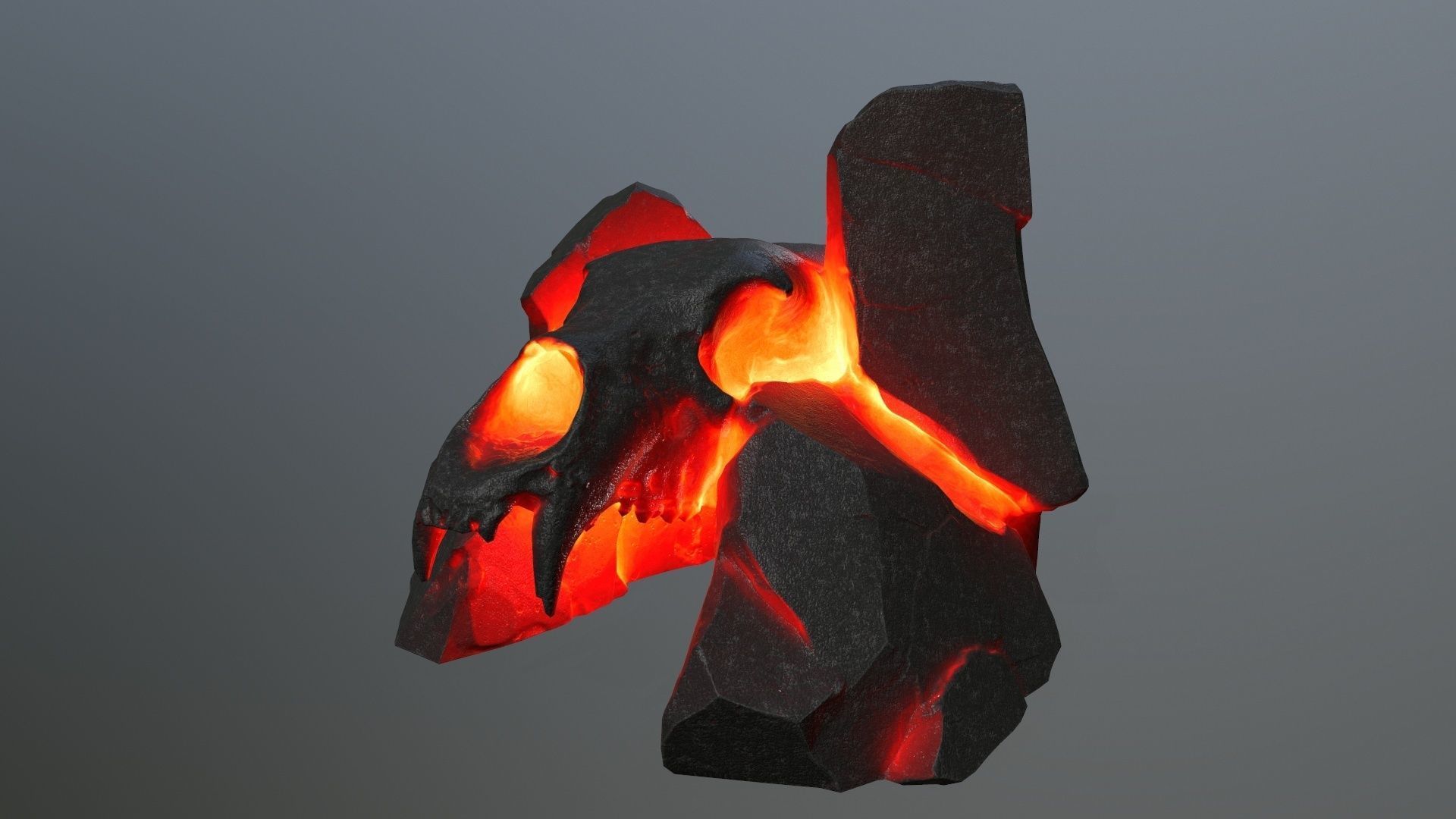 lava skull gate Low-poly 3D model_11
