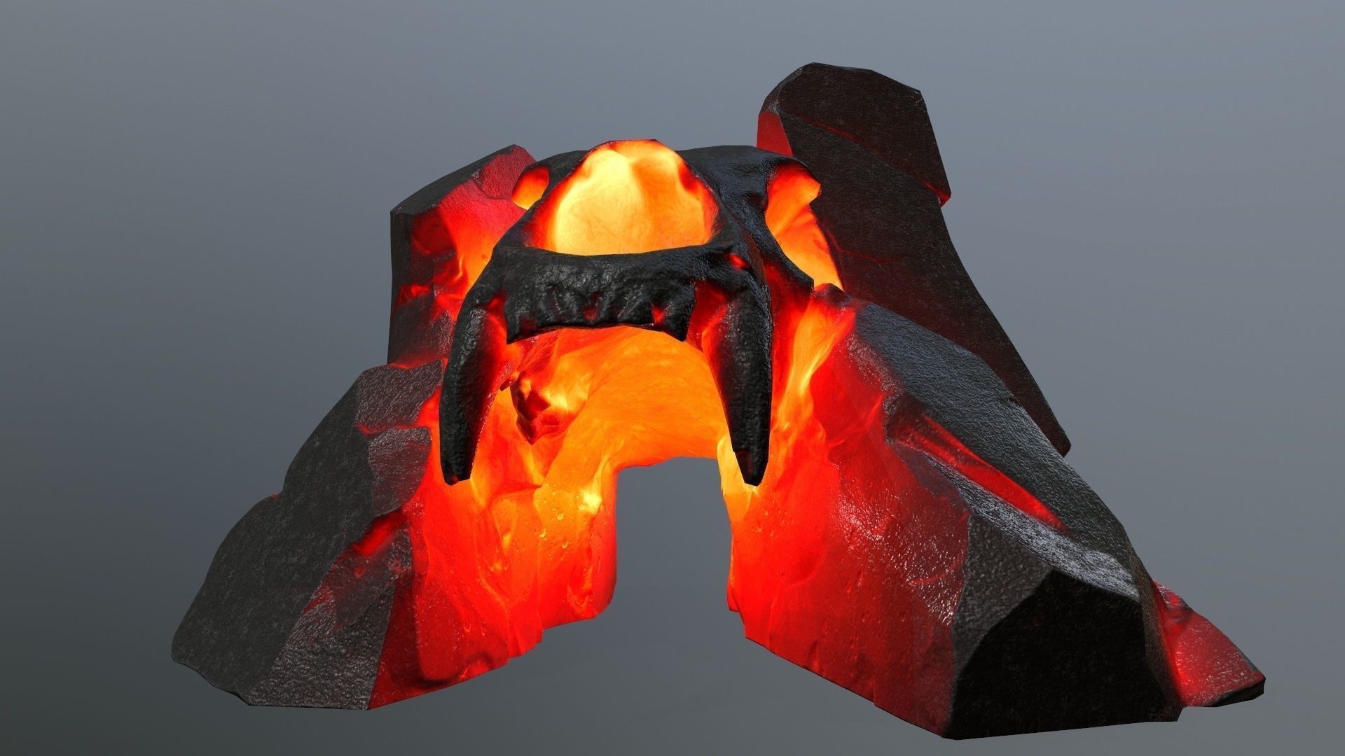 lava skull gate Low-poly 3D model_2