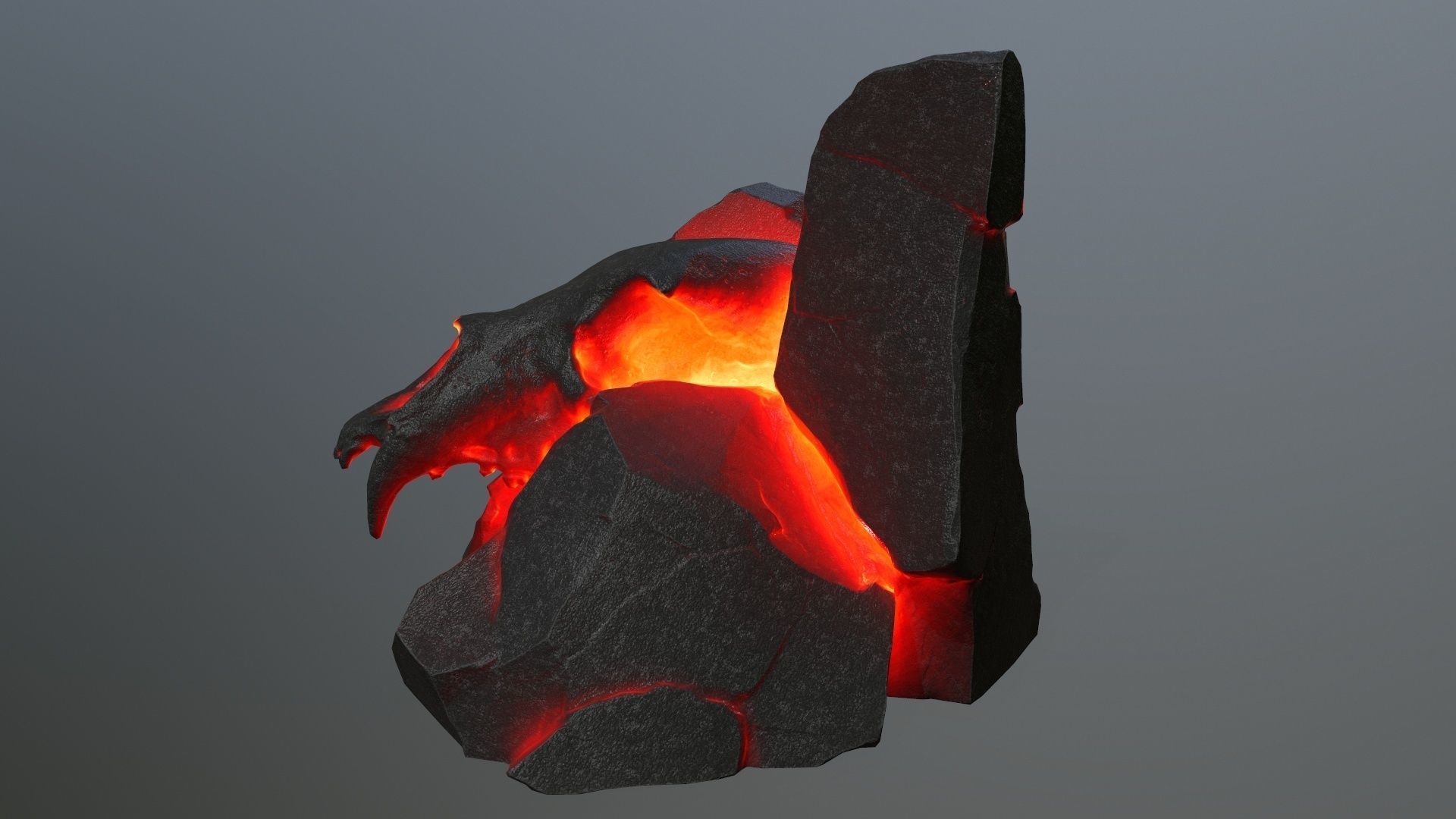 lava skull gate Low-poly 3D model_10